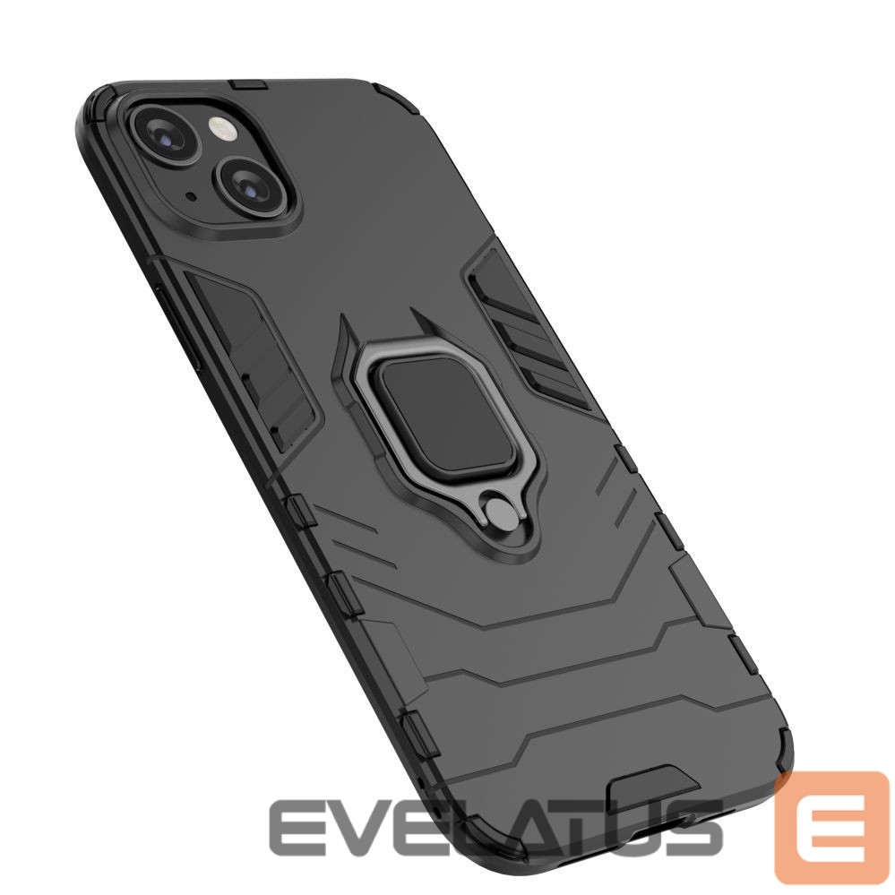 Nugarėlės dėklai Hurtel Ring Armor case for iPhone 14 Pro Max armored cover magnetic holder ring black