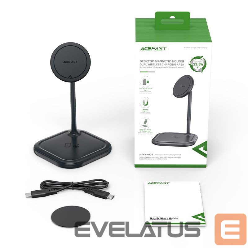 Adapteriai Acefast Acefast 15W Qi Wireless Charger for iPhone (with MagSafe) and Apple AirPods Stand Holder Magnetic Holder Gray (E6 gray)