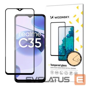 Nugarėlės dėklai Wozinsky  Wozinsky super tough Full Glue Full Glue Full Screen Tempered Glass with Case Friendly Realme C35 Black Frame 
