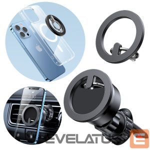 Automatinis laikiklis Joyroom  Joyroom kit multifunctional magnetic car holder ring phone support black (JR-ZS294) 