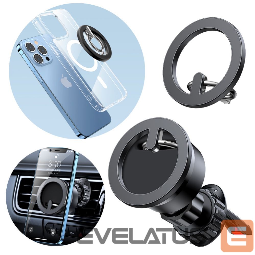 Automatinis laikiklis Joyroom Joyroom kit multifunctional magnetic car holder ring phone support black (JR-ZS294)
