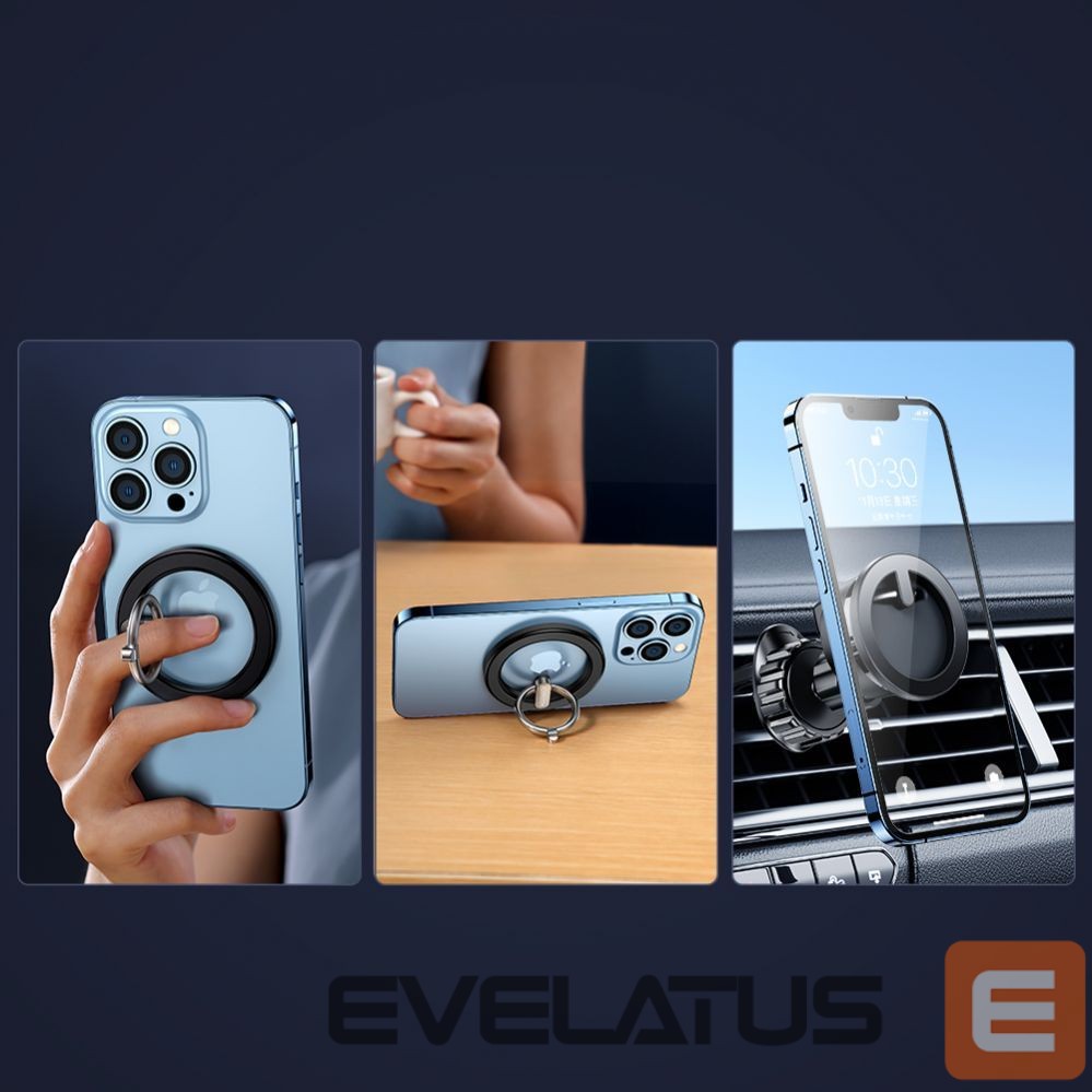 Automatinis laikiklis Joyroom Joyroom kit multifunctional magnetic car holder ring phone support black (JR-ZS294)