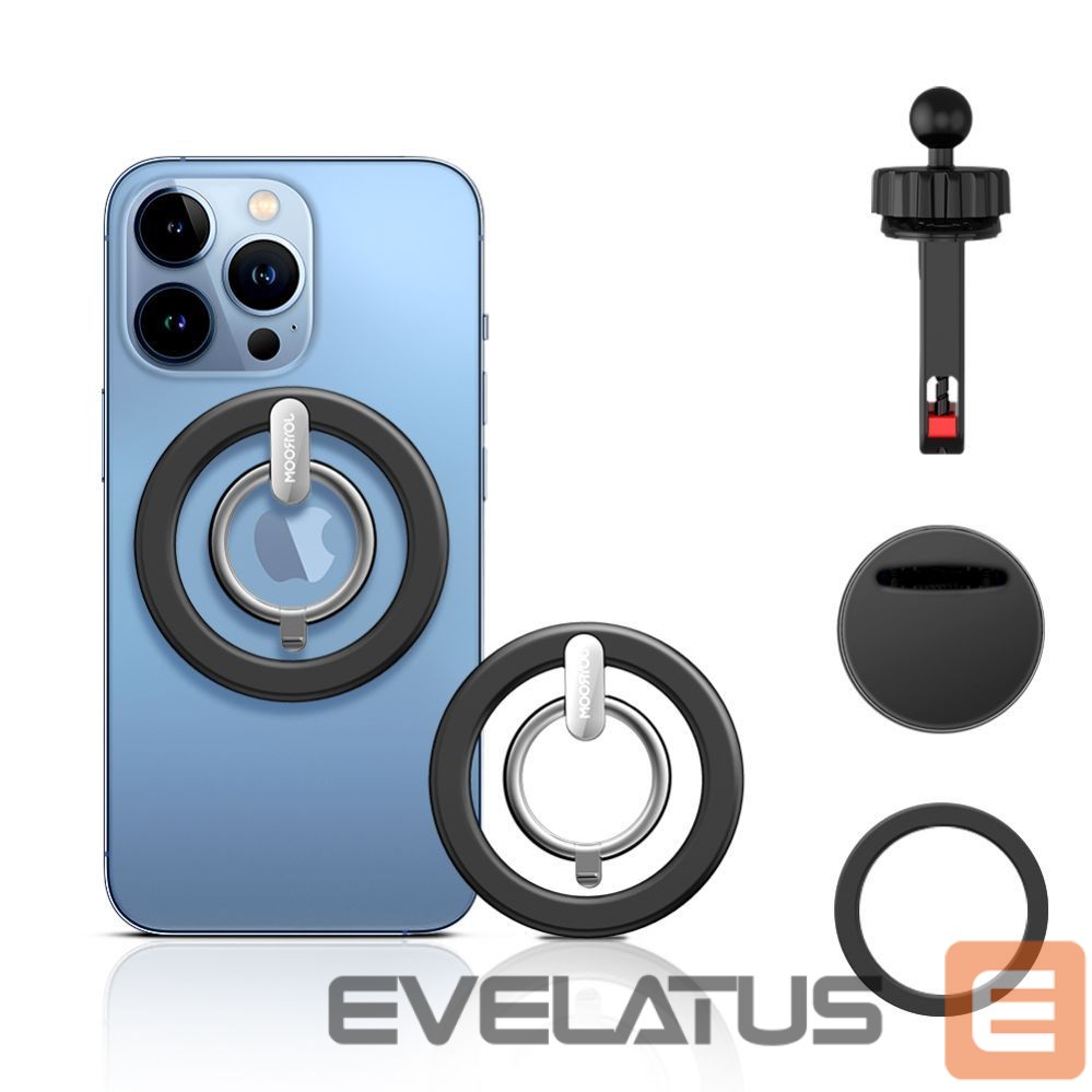 Automatinis laikiklis Joyroom Joyroom kit multifunctional magnetic car holder ring phone support black (JR-ZS294)
