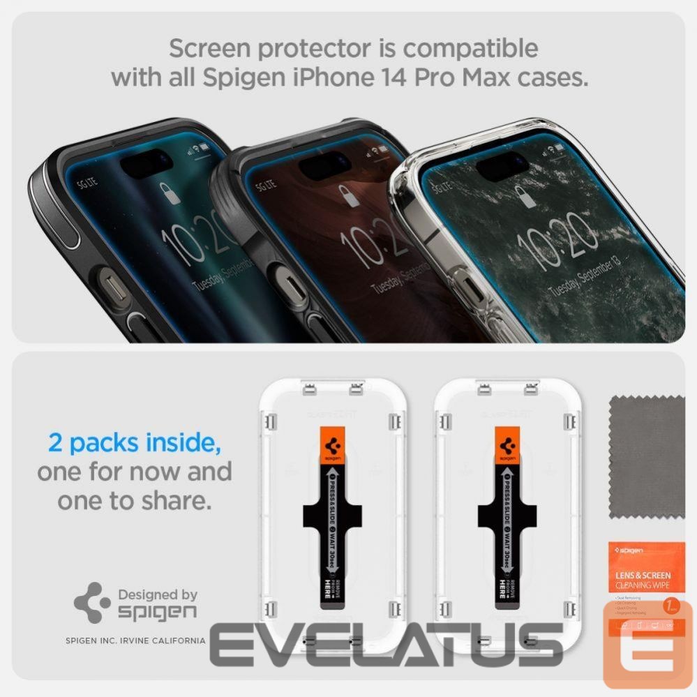 Apsauginiai stiklai Spigen Spigen Glas.tR EZ Fit tempered glass for iPhone 14 Pro - 2 pcs.