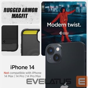 Nugarėlės dėklai Spigen  Spigen Rugged Armor Mag Case with MagSafe for iPhone 14 - Matte Black 