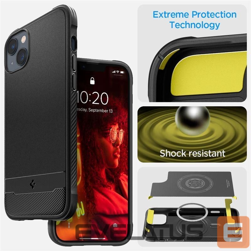 Nugarėlės dėklai Spigen Spigen Rugged Armor Mag Case with MagSafe for iPhone 14 - Matte Black