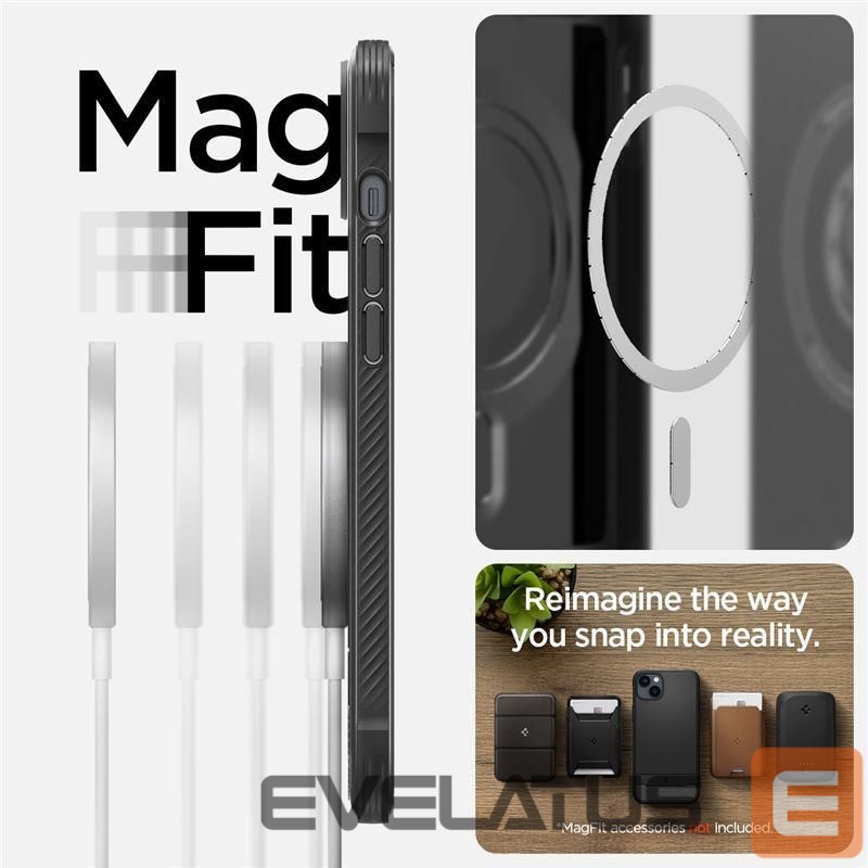 Nugarėlės dėklai Spigen Spigen Rugged Armor Mag Case with MagSafe for iPhone 14 - Matte Black
