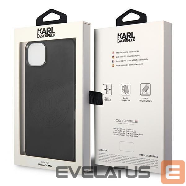 Nugarėlės dėklai Karl Lagerfeld Karl Lagerfeld Leather Perforated Logo Case for iPhone 14 Plus - Black