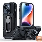 Nugarėlės dėklai Joyroom  Joyroom Dual Hinge case for iPhone 14 armored case with a stand and a ring holder black 