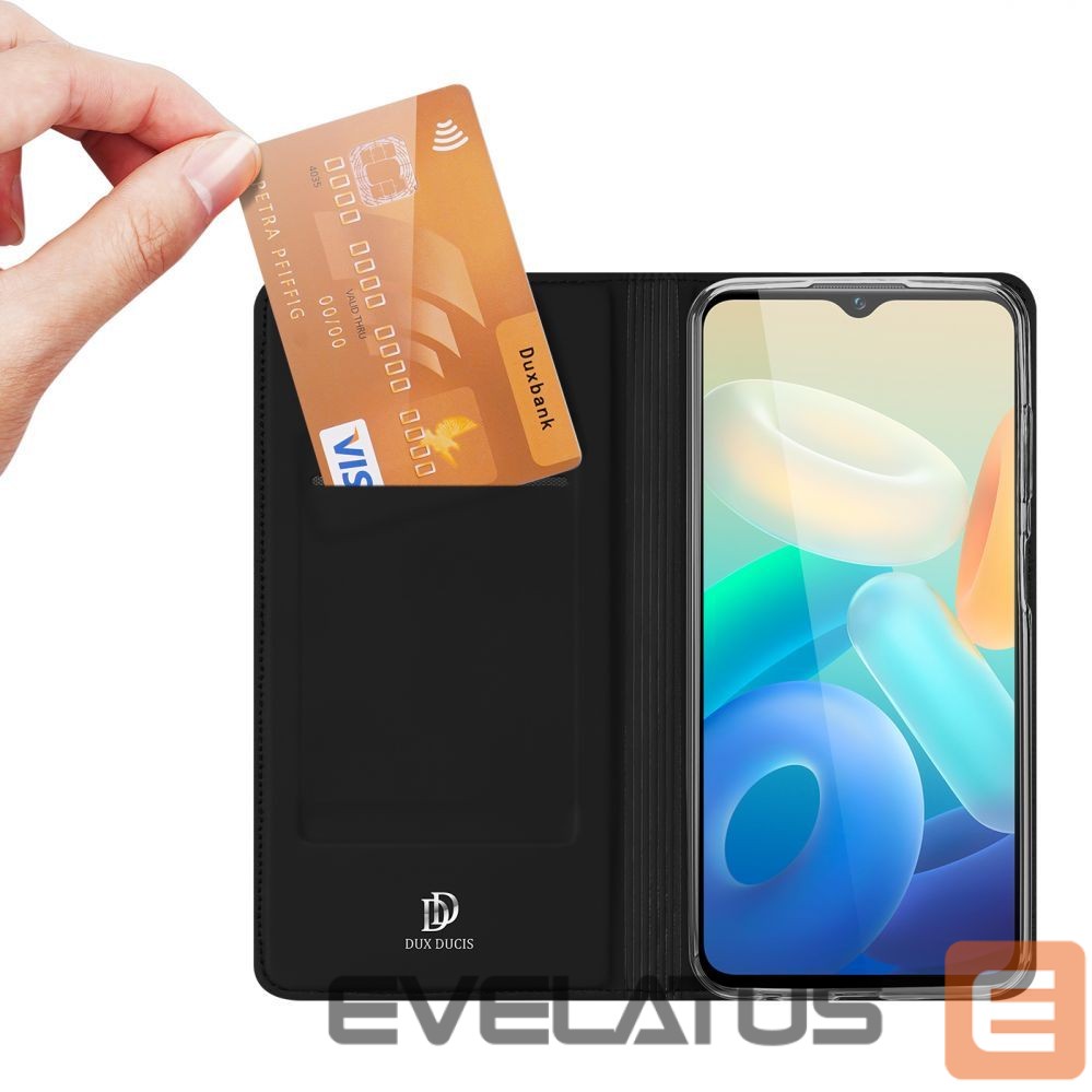 Nugarėlės dėklai Dux Ducis Dux Ducis Skin Pro case Vivo Y16 / Y02s wallet holster cover with flap black