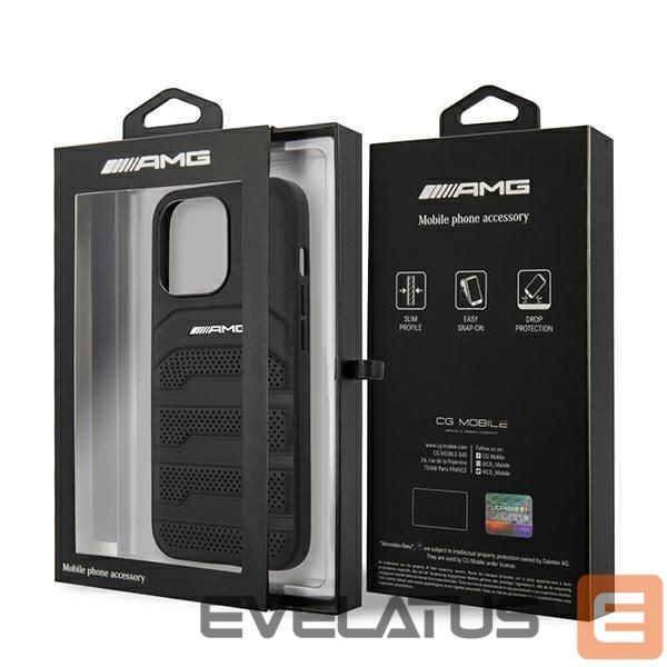 Nugarėlės dėklai Mercedes-Benz AMG AMHCP14LGSEBK iPhone 14 Pro 6.1 "black / black hardcase Leather Debossed Lines