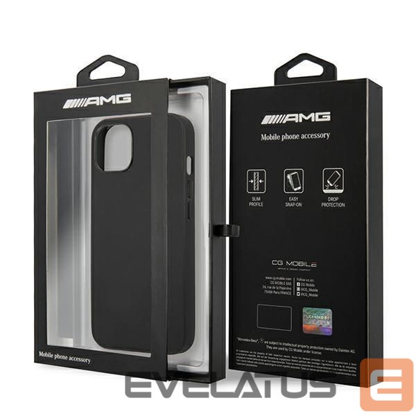 Nugarėlės dėklai Mercedes-Benz AMG AMHCP14MDOLBK iPhone 14 Plus 6.7 "black / black hardcase Leather Hot Stamped