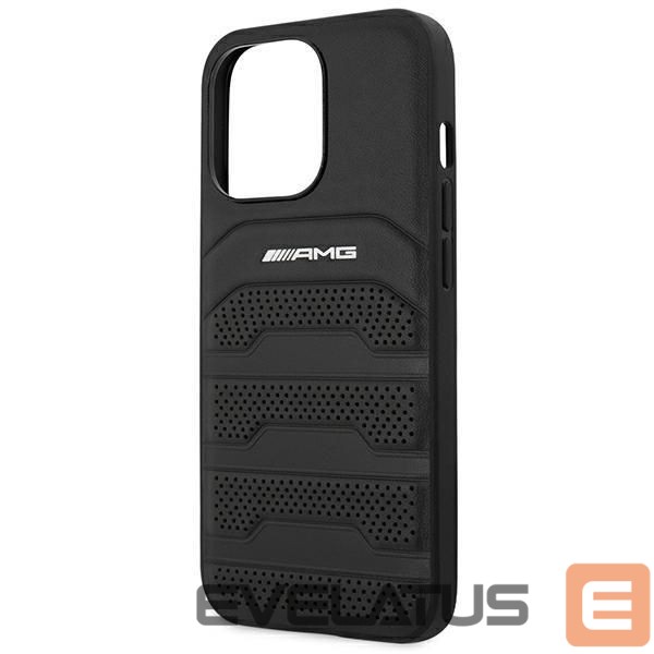Nugarėlės dėklai Mercedes-Benz AMG AMHCP14XGSEBK iPhone 14 Pro Max 6,7 "black / black hardcase Leather Debossed Lines