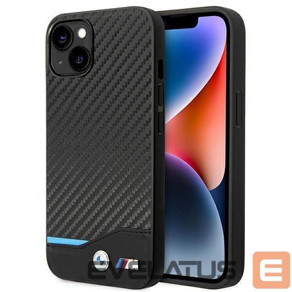 Nugarėlės dėklai BMW Case BMW BMHCP14M22NBCK iPhone 14 Plus 6.7 "black / black Leather Carbon