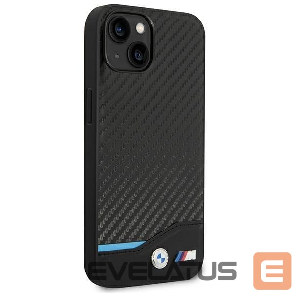 Nugarėlės dėklai BMW Case BMW BMHCP14M22NBCK iPhone 14 Plus 6.7 "black / black Leather Carbon