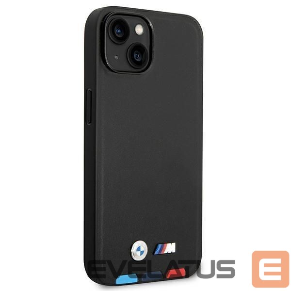 Nugarėlės dėklai BMW Case BMW BMHCP14M22PTDK iPhone 14 Plus 6.7 "black / black Leather Stamp Tricolor