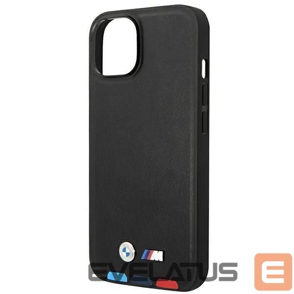 Nugarėlės dėklai BMW Case BMW BMHCP14M22PTDK iPhone 14 Plus 6.7 "black / black Leather Stamp Tricolor