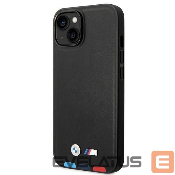 Nugarėlės dėklai BMW Case BMW BMHCP14M22PTDK iPhone 14 Plus 6.7 "black / black Leather Stamp Tricolor