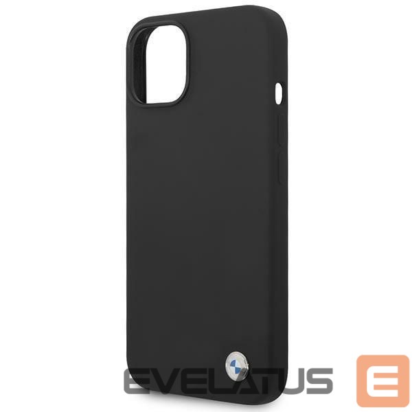 Nugarėlės dėklai BMW Case BMW BMHCP14MSILBK iPhone 14 Plus 6.7" black/black Silicone Metal Logo