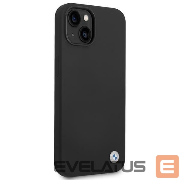 Nugarėlės dėklai BMW Case BMW BMHCP14MSILBK iPhone 14 Plus 6.7" black/black Silicone Metal Logo