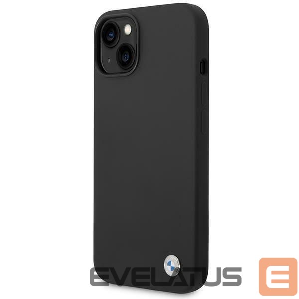 Nugarėlės dėklai BMW BMW Silicone Metal Logo Case for iPhone 14 - Black