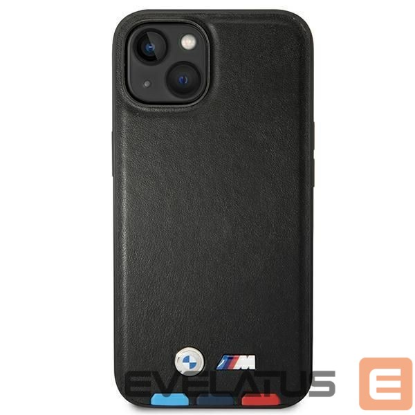 Nugarėlės dėklai BMW Case BMW BMHMP14M22PTDK iPhone 14 Plus 6.7 "black / black Leather Stamp Tricolor Magsafe