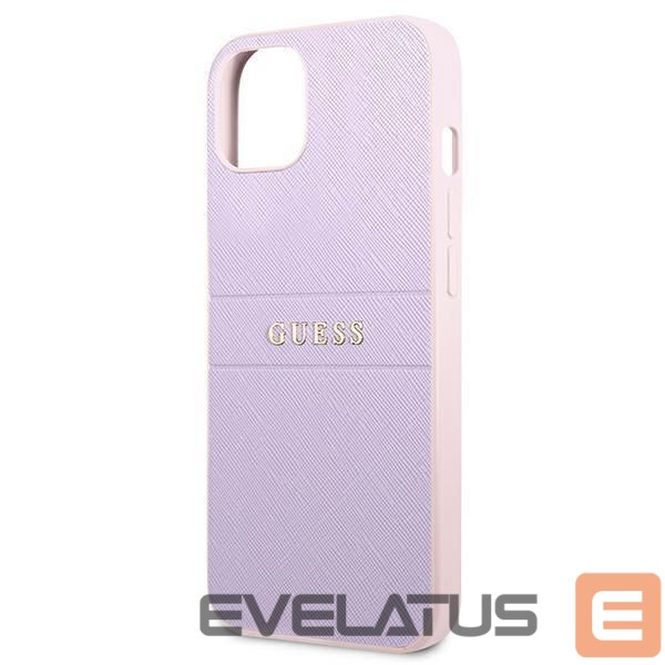 Nugarėlės dėklai Guess Guess GUHCP13SPSASBPU iPhone 13 mini 5,4 "purple / purple Saffiano Hot Stamp & Metal Logo