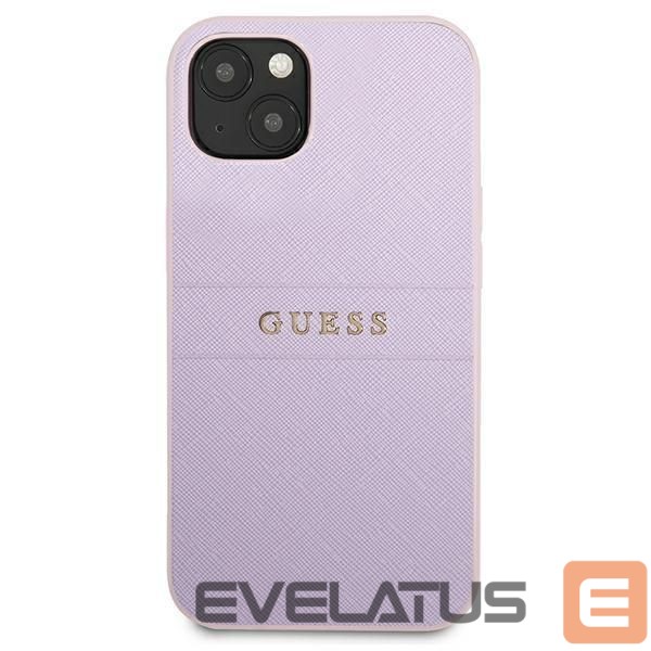 Nugarėlės dėklai Guess Guess GUHCP13SPSASBPU iPhone 13 mini 5,4 "purple / purple Saffiano Hot Stamp & Metal Logo
