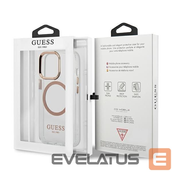 Nugarėlės dėklai Guess Guess GUHMP13XHTRMD iPhone 13 Pro Max 6.7 "gold / gold hard case Metal Outline Magsafe