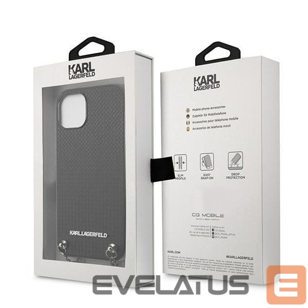 Nugarėlės dėklai Karl Lagerfeld Karl Lagerfeld KLHCP13SPMK iPhone 13 mini 5,4 "hardcase black / black Leather Textured and Chain