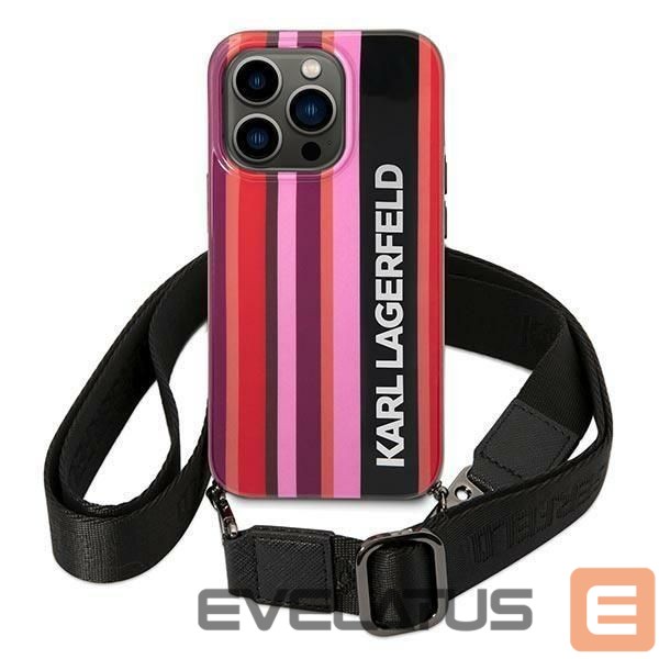 Nugarėlės dėklai Karl Lagerfeld Karl Lagerfeld Color Stripes Strap Case for iPhone 14 Pro - Pink
