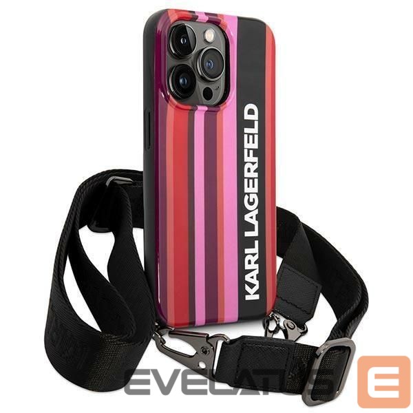 Nugarėlės dėklai Karl Lagerfeld Karl Lagerfeld Color Stripes Strap Case for iPhone 14 Pro - Pink