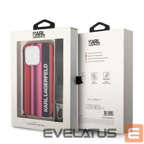 Nugarėlės dėklai Karl Lagerfeld Karl Lagerfeld Color Stripes Strap Case for iPhone 14 Pro - Pink