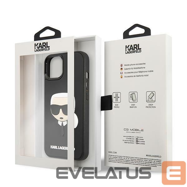Nugarėlės dėklai Karl Lagerfeld Karl Lagerfeld KLHCP14MKH3DBK iPhone 14 Plus 6.7 "black / black hardcase 3D Rubber Karl's Head