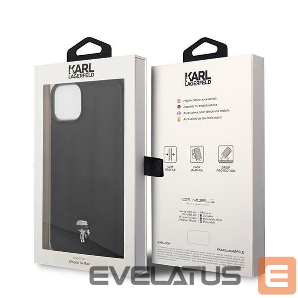 Nugarėlės dėklai Karl Lagerfeld Karl Lagerfeld Puffy Ikonik Pin Case for iPhone 14 Plus - Black