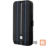 Nugarėlės dėklai BMW  Case BMW BMBKP14L22RVSK iPhone 14 Pro 6.1" black/black bookcase Leather Stamp Blue Lines 