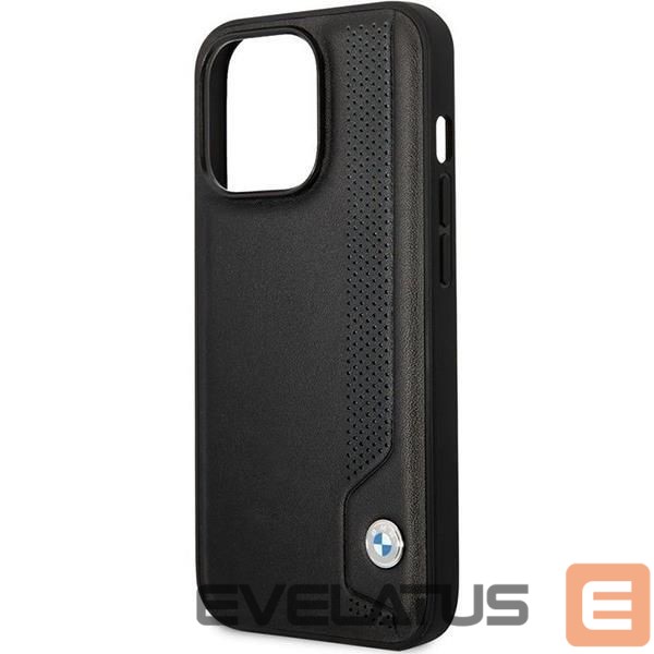 Nugarėlės dėklai BMW Case BMW BMHCP14L22RBDK iPhone 14 Pro 6.1" black/black hardcase Leather Blue Dots