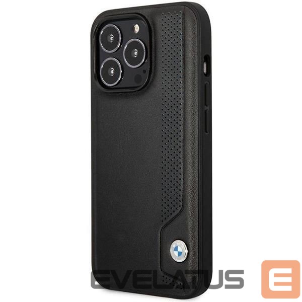 Nugarėlės dėklai BMW Case BMW BMHCP14L22RBDK iPhone 14 Pro 6.1" black/black hardcase Leather Blue Dots