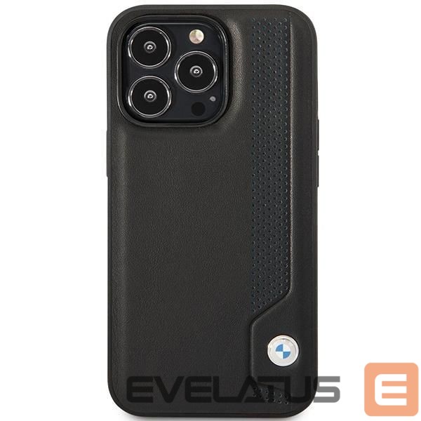 Nugarėlės dėklai BMW Case BMW BMHCP14L22RBDK iPhone 14 Pro 6.1" black/black hardcase Leather Blue Dots