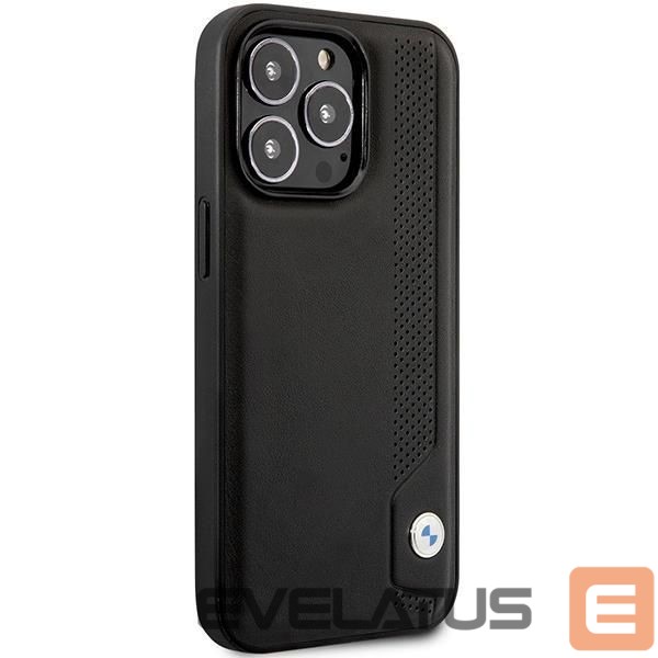 Nugarėlės dėklai BMW Case BMW BMHCP14L22RBDK iPhone 14 Pro 6.1" black/black hardcase Leather Blue Dots
