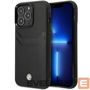 Nugarėlės dėklai BMW  Case BMW BMHCP14L22RSEPK iPhone 14 Pro 6.1" black/black Leather Card Slot 