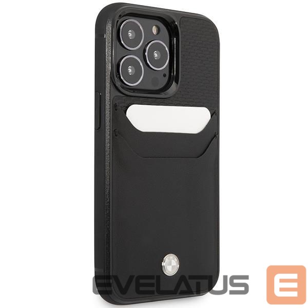 Nugarėlės dėklai BMW Case BMW BMHCP14L22RSEPK iPhone 14 Pro 6.1" black/black Leather Card Slot