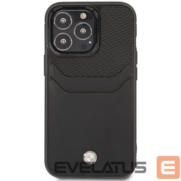 Nugarėlės dėklai BMW Case BMW BMHCP14L22RSEPK iPhone 14 Pro 6.1" black/black Leather Card Slot