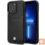 Nugarėlės dėklai BMW  Case BMW BMHCP14X22RSEPK iPhone 14 Pro Max 6.7" black/black Leather Card Slot 