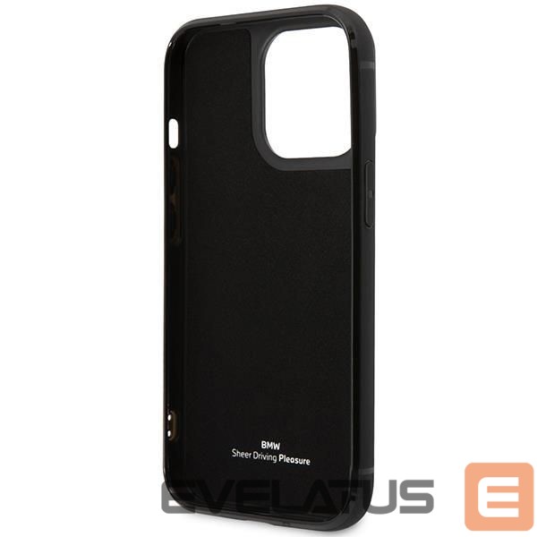 Nugarėlės dėklai BMW Case BMW BMHCP14X22RSEPK iPhone 14 Pro Max 6.7" black/black Leather Card Slot