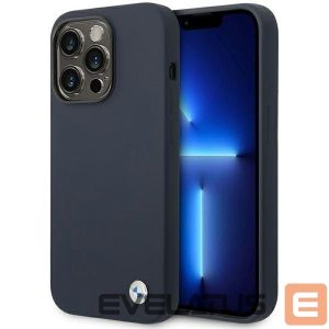 Nugarėlės dėklai BMW  Case BMW BMHMP14XSILNA iPhone 14 Pro Max 6.7" navy blue/navy Silicone Metal Logo MagSafe 