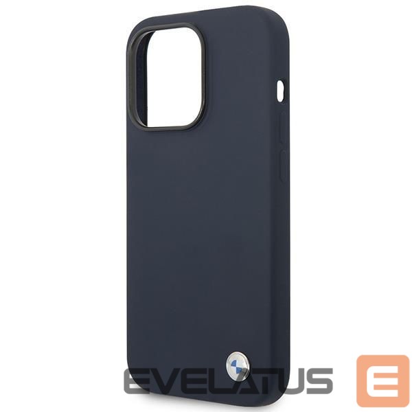 Nugarėlės dėklai BMW Case BMW BMHMP14XSILNA iPhone 14 Pro Max 6.7" navy blue/navy Silicone Metal Logo MagSafe