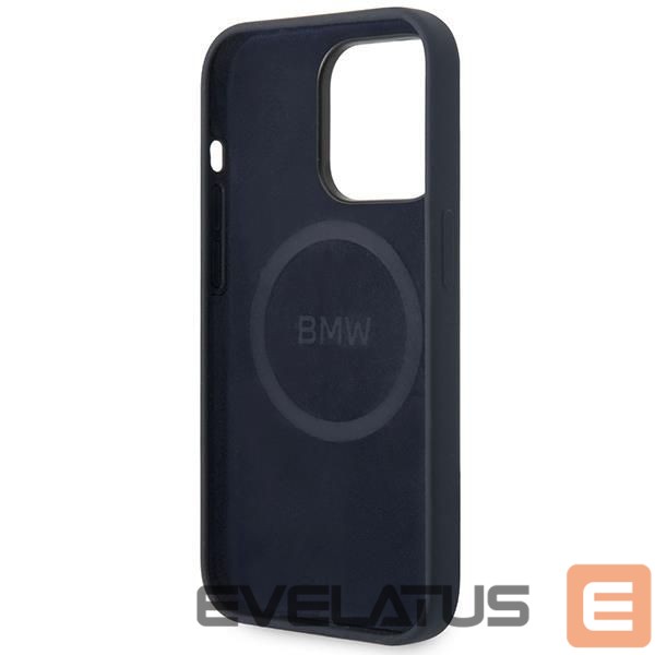 Nugarėlės dėklai BMW Case BMW BMHMP14XSILNA iPhone 14 Pro Max 6.7" navy blue/navy Silicone Metal Logo MagSafe