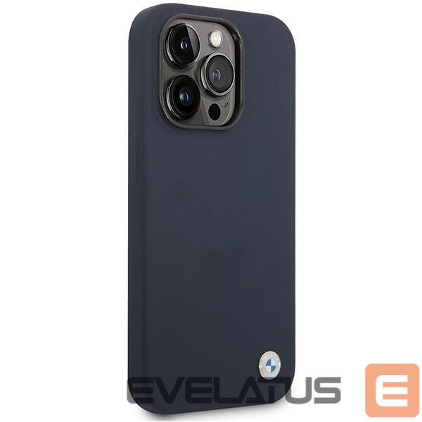 Nugarėlės dėklai BMW Case BMW BMHMP14XSILNA iPhone 14 Pro Max 6.7" navy blue/navy Silicone Metal Logo MagSafe