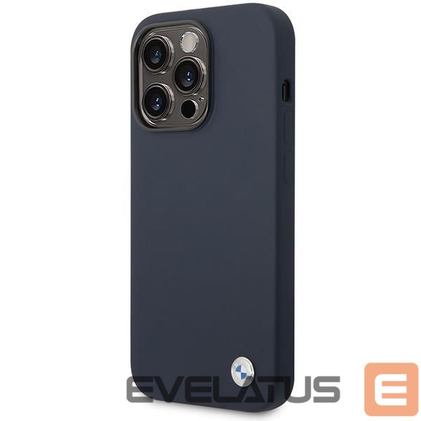 Nugarėlės dėklai BMW Case BMW BMHMP14XSILNA iPhone 14 Pro Max 6.7" navy blue/navy Silicone Metal Logo MagSafe